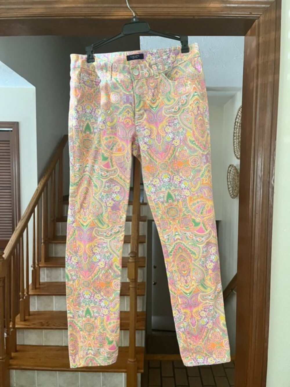 Chaps Paisley Print Denim Pants Size 6 Like New